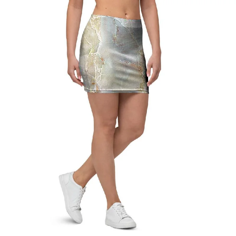 Natural Brown Marble Mini Skirt