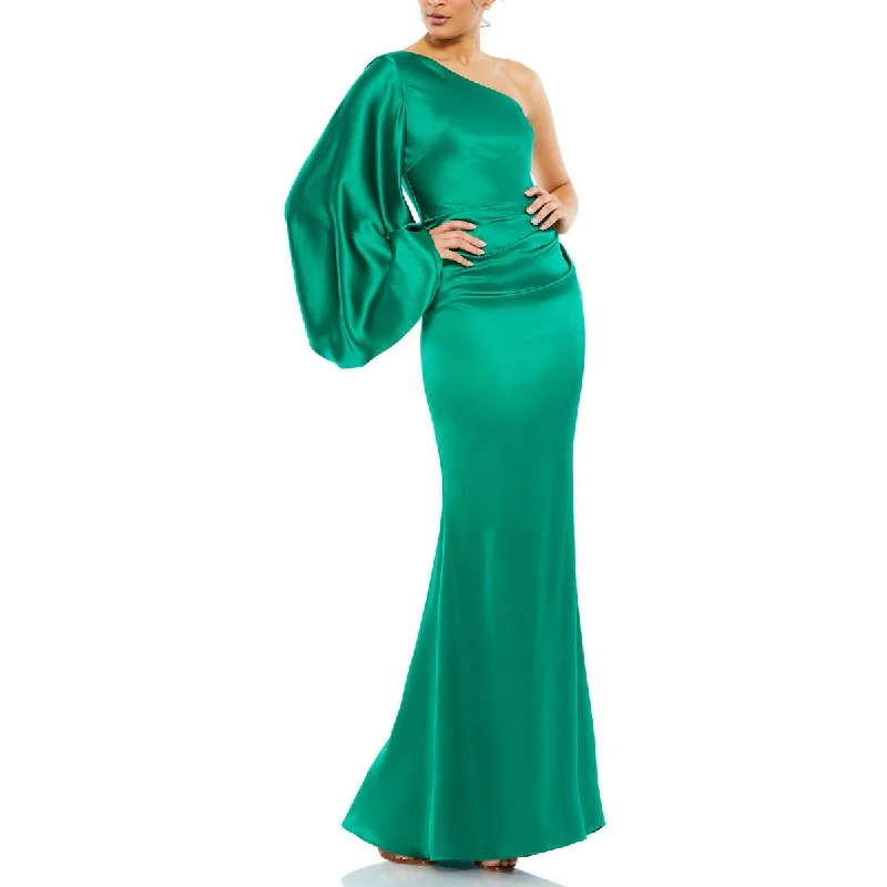 Womens Satin One Shoulder Evening Dress