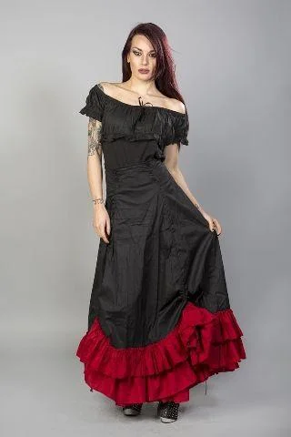 Shayna Victorian Maxi Skirt In Black Cotton Frill