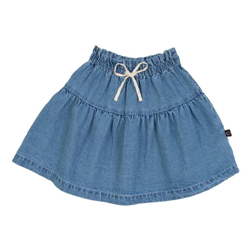 WYNKEN DENIM DROP WAIST TIE SKIRT